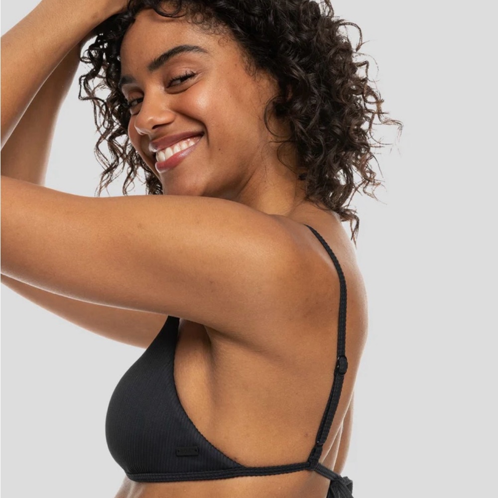 Roxy Black Ribbed Triangle Bikini Top - Picture 3 of 16